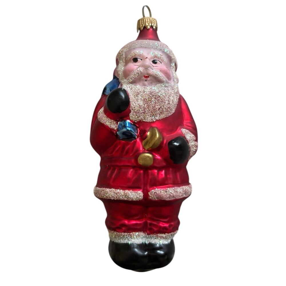 West Germany Santa Claus Glass Mouth Mercury Glass Christmas Ornament Vintage